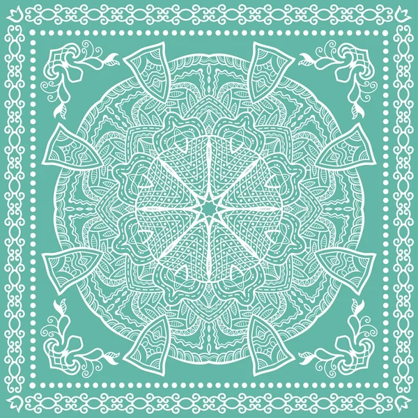Fond Décoratif Coloré Motif Gribouillis Floral Géométrique Avec Cadre Dentelle — Image vectorielle