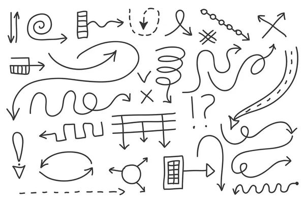 Διάνυσμα doodle βέλος σύνολο. Απομονωμένη σύμβολα, στοιχεία σχεδιασμού — Διανυσματικό Αρχείο