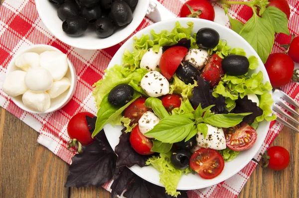 Salad with mozzarella — Stock Photo, Image