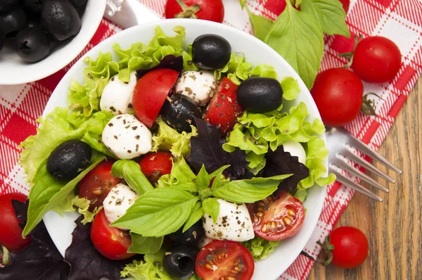 Salad with mozzarella — Stock Photo, Image