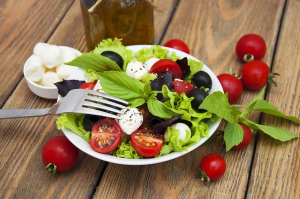 Salad with mozzarella — Stock Photo, Image