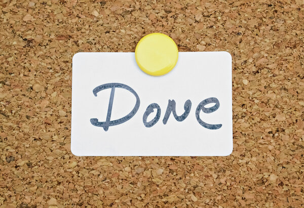 Word Done on a sticker