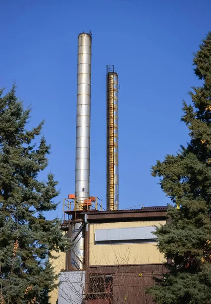Two metal chimneys — Stock Photo, Image