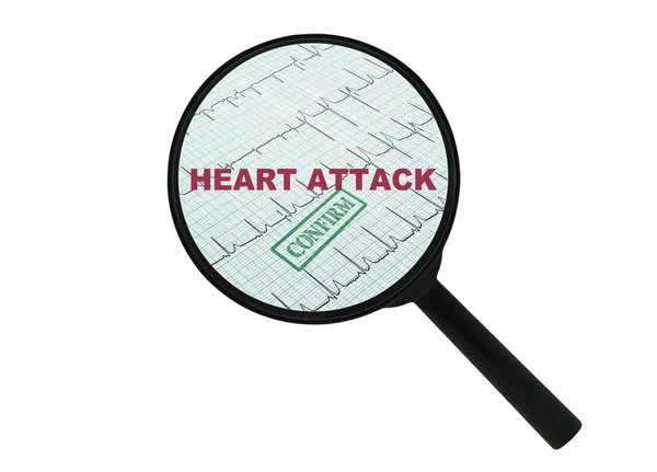 Текст Серцева атака і збільшувач — стокове фото