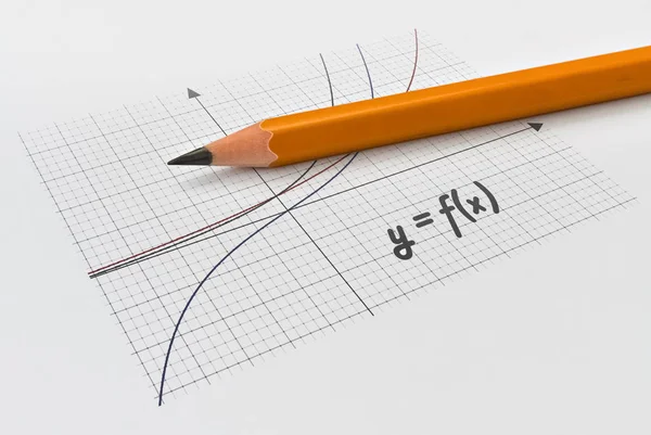 Математична функція і олівець — стокове фото