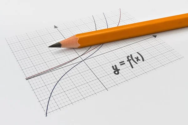 Math funktion och en penna Royaltyfria Stockbilder