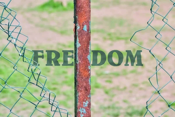 Слово Свобода и забор — стоковое фото