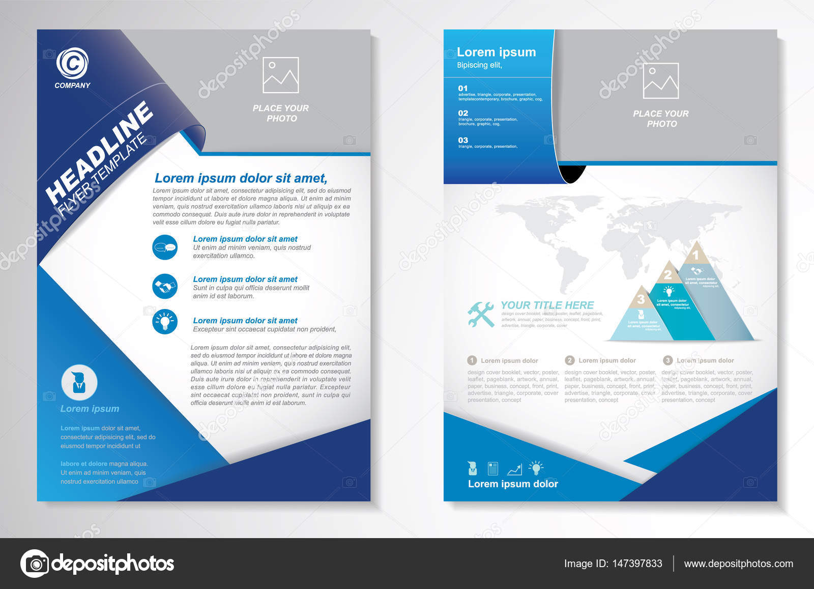 Vector Brochure Flyer design Layout template, size A23, Front page With Regard To 1 Page Flyer Template