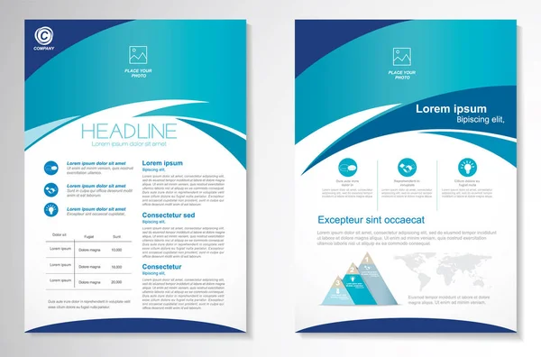 Vector Brochure Desain templat Layout, ukuran A4, halaman depan dan belakang, infografis. Mudah digunakan dan disunting. - Stok Vektor
