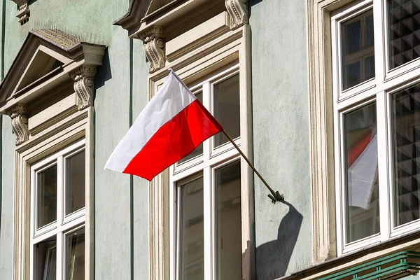 Duvardaki Krakow (Polonya Polonya bayrağı)