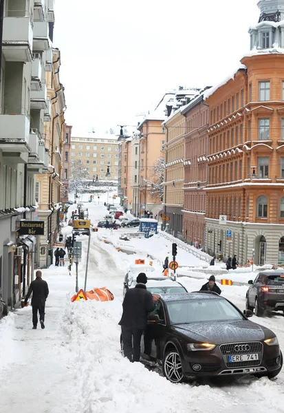 Snö kaos i trafiken — Stockfoto