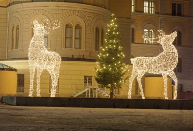 Noel reindeer led ışık yapılmış