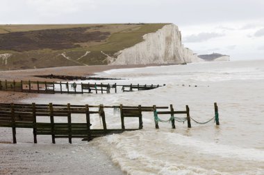 The white chalk cliffs in the Seven Sisters Country Park clipart