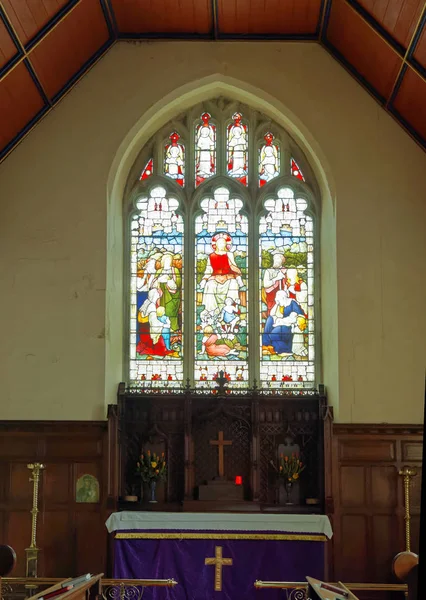 Lewes Μεγάλη Βρεταννία Φεβρουάριος 2017 Όμορφο Πολύχρωμο Παράθυρο Εκκλησίας Στην — Φωτογραφία Αρχείου