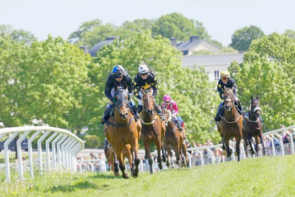 Stockholm Sweden June 2017 Fight Jockeys Riding Arabian Race Horses — Stock Photo, Image