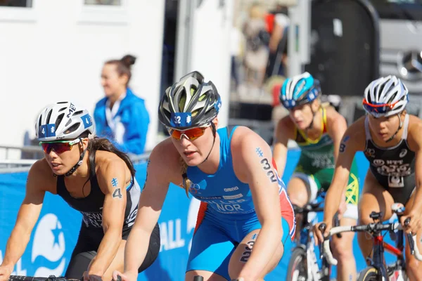 Stockholm Aug 2017 Nahaufnahme Der Gruppe Der Triathletinnen Andrea Hewitt — Stockfoto