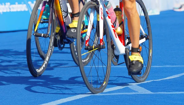 Stockholm Aug 2017 Lcolorful Cycle Wheels Feet Legs Women Itu — Stock Photo, Image