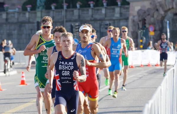 Stockholm Aug 2017 Gruppe Lauftriathleten Bishop Gbr Mola Esp Und — Stockfoto