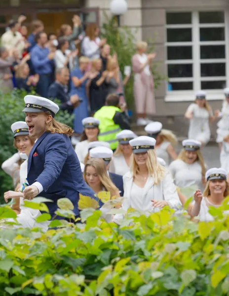 Stockholm Sveç Haziran 2017 Mezuniyet Şapkası Takan Mutlu Gençler Balettakademien — Stok fotoğraf