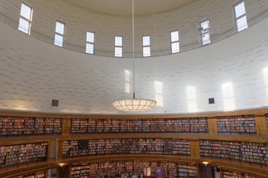 Interiour of the city library in Stockholm called Stadsbibliotek clipart