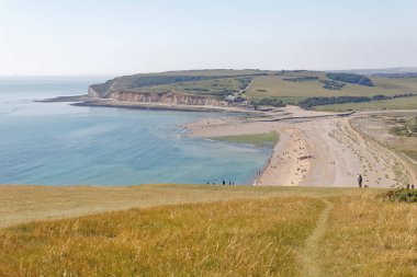 Sussex, İngiltere - 18 Haziran 2017: insanlar beyaz ziyaret yedi kız kardeş ülke Park kayalıklardan tebeşir. 18 Haziran 2017 yılında Sussex, İngiltere