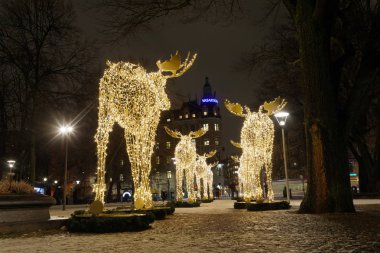 Devasa elk veya geyik Noel dekorasyonu led ışık yapılmış