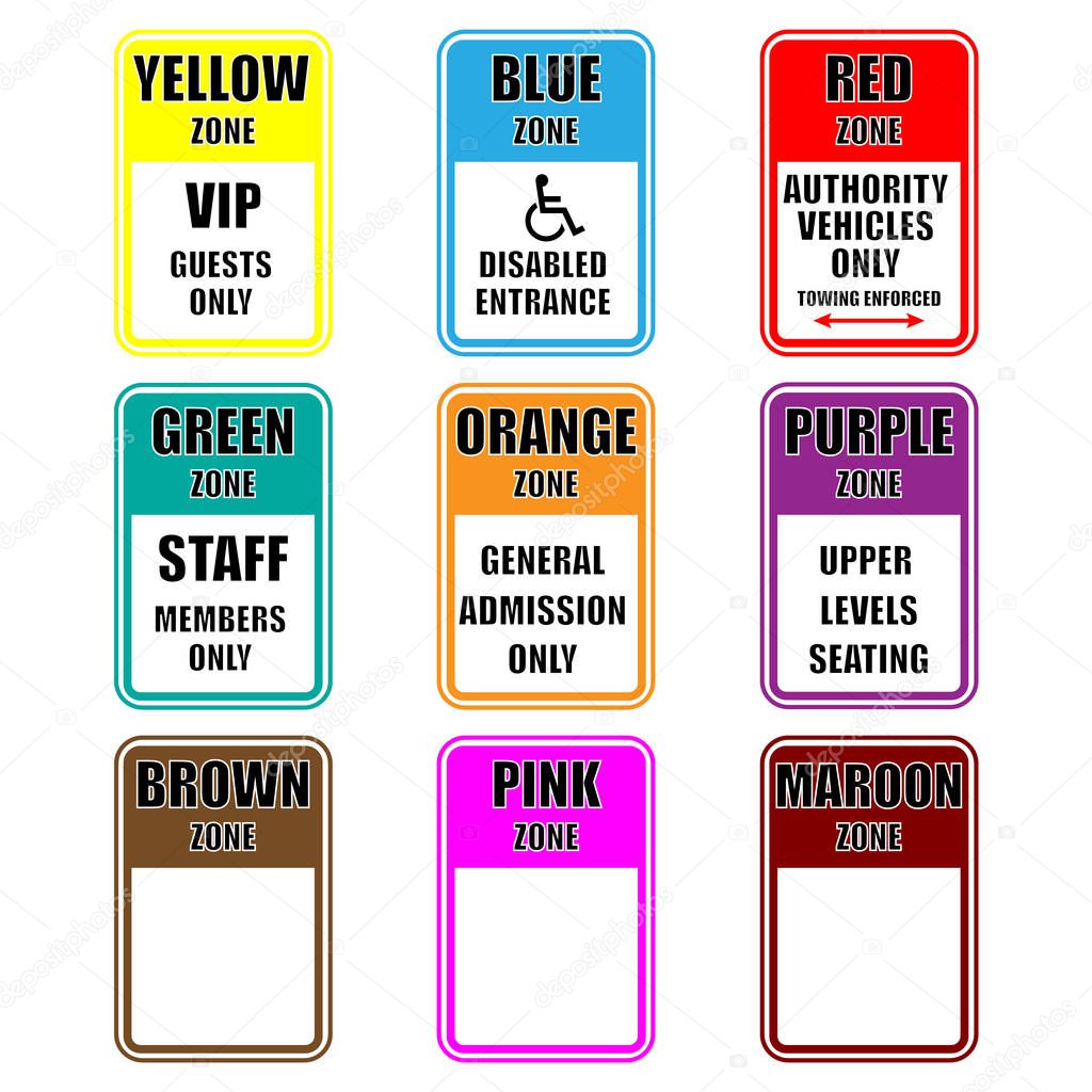 Set Of Colorful Event Signs Regarding Various Public Events Organization In Terms Of Parking Orientation Guidance Directions Etc Premium Vector In Adobe Illustrator Ai Ai Format Encapsulated Postscript Eps Eps Format