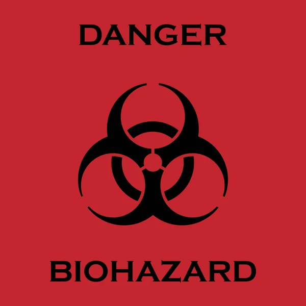 Officiële Zwarte Biohazard Logo Rode Achtergrond — Stockvector