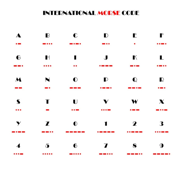 Código Morse Internacional Ilustración Sencilla Con Caracteres Negros Símbolos Morse — Vector de stock