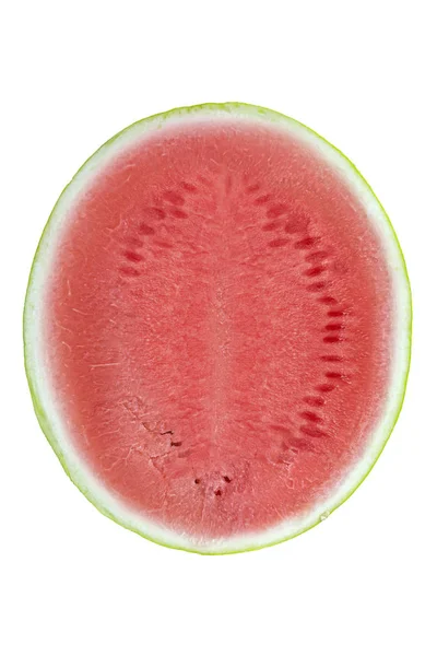 Genau die Hälfte der roten Wassermelone — Stockfoto