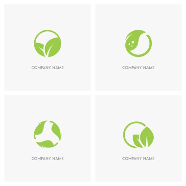 Yeşil yaprakları ve ekoloji logosu