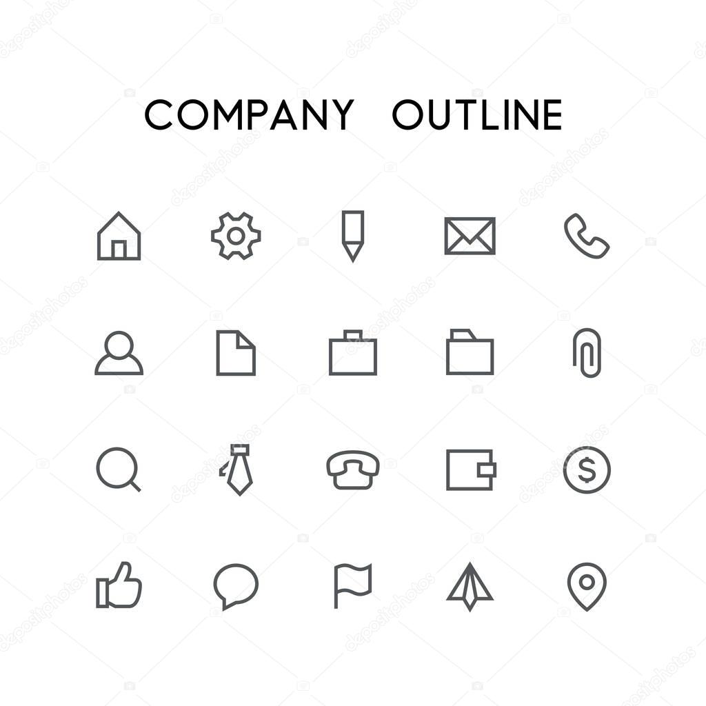 Company outline icon set