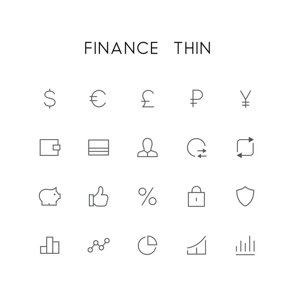 Finanças conjunto de ícones finos —  Vetores de Stock