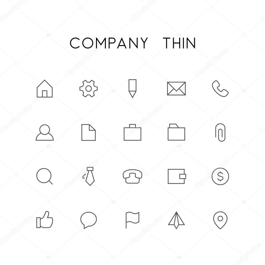Company thin icon set