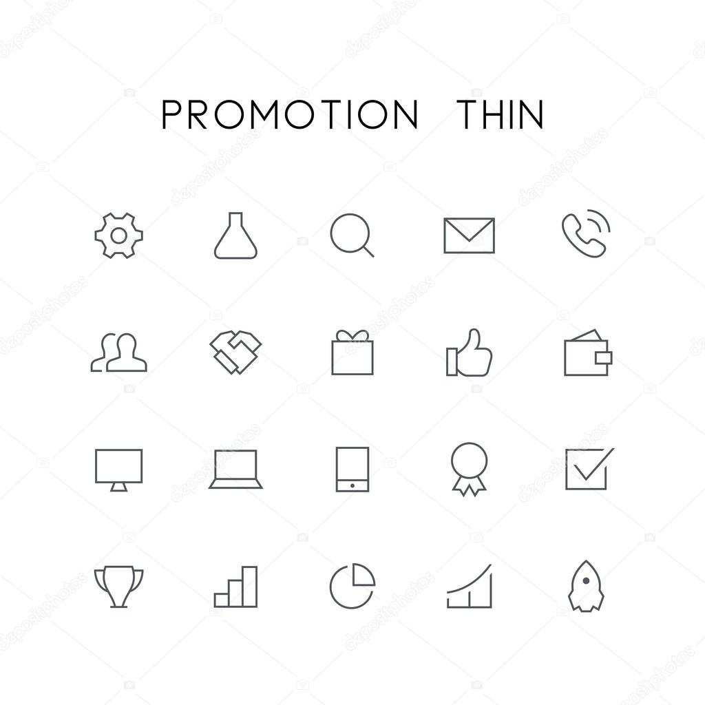 Promotion thin icon set