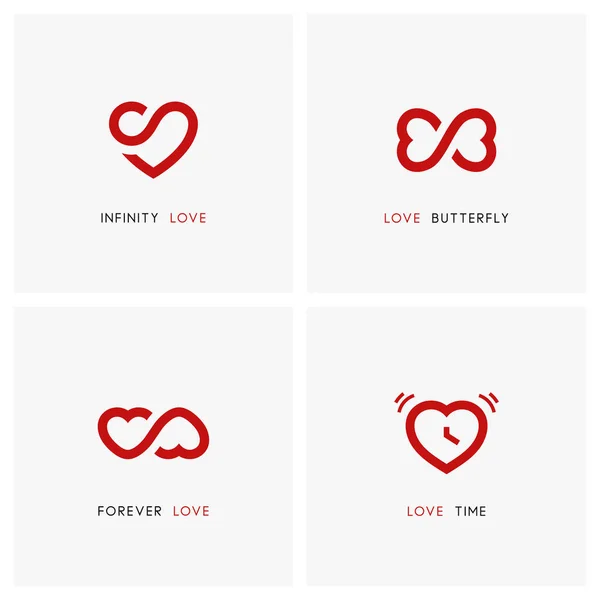 Temps et infinité - ensemble logo amour — Image vectorielle
