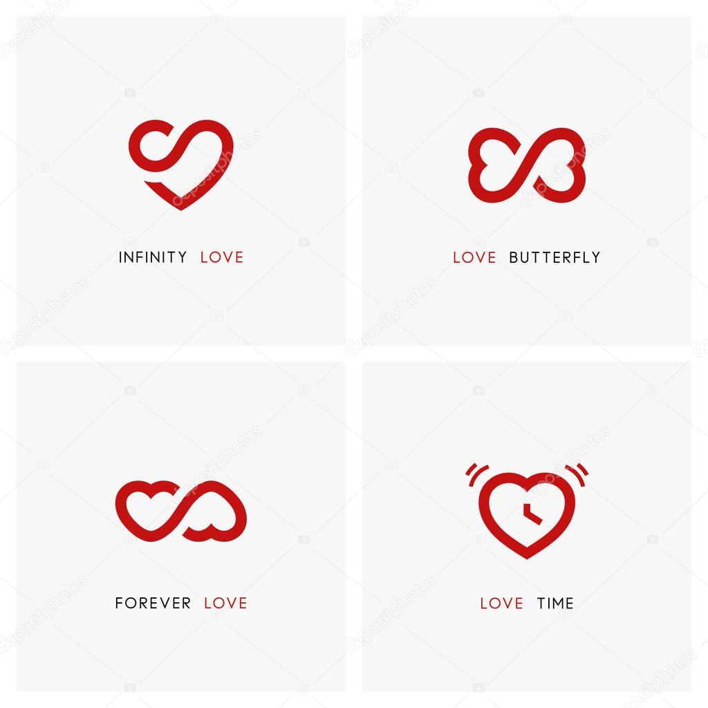 Time and infinity - love logo set