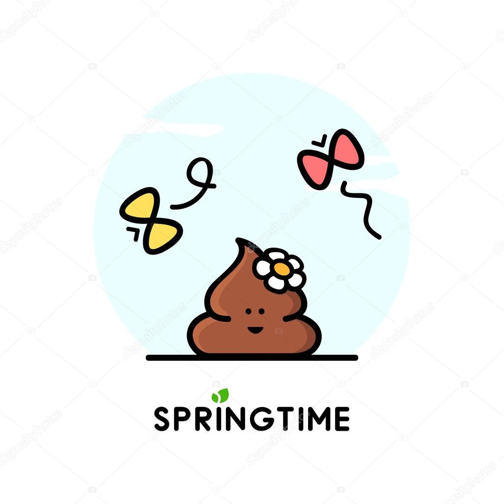 Springtime - funny poop with flower