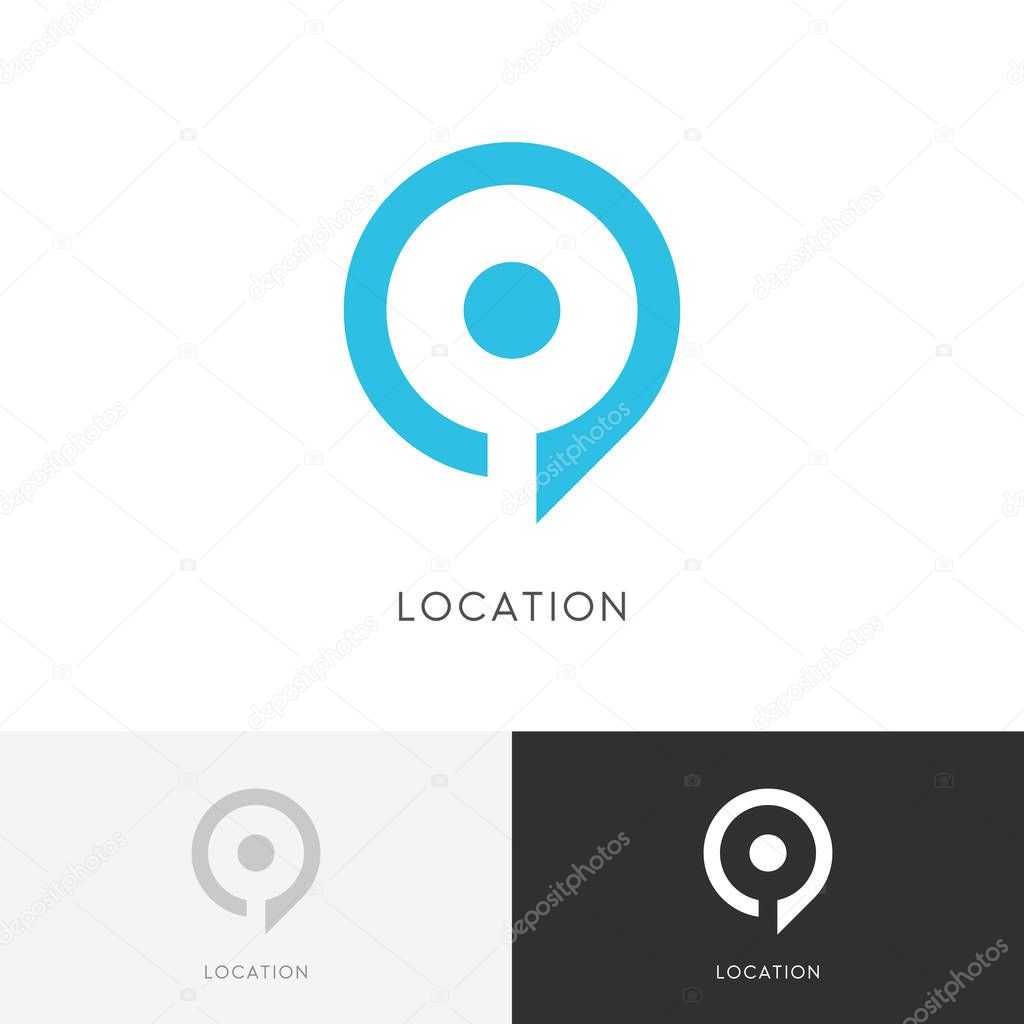 Location mark logo - place pointer or address symbol. Position and navigation vector icon.