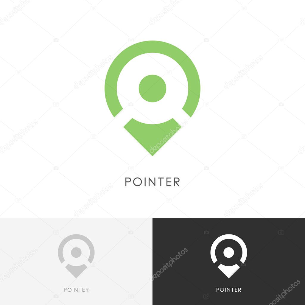 Place pointer logo - destination address symbol. Position, location and navigation vector icon.