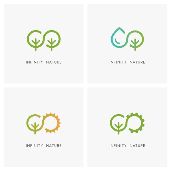 Ensemble logo Infinity et nature — Image vectorielle