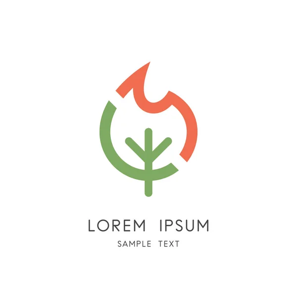 Logo Arbre Feu Combustible Bois Symbole Flamme Feu Forêt Icône — Image vectorielle