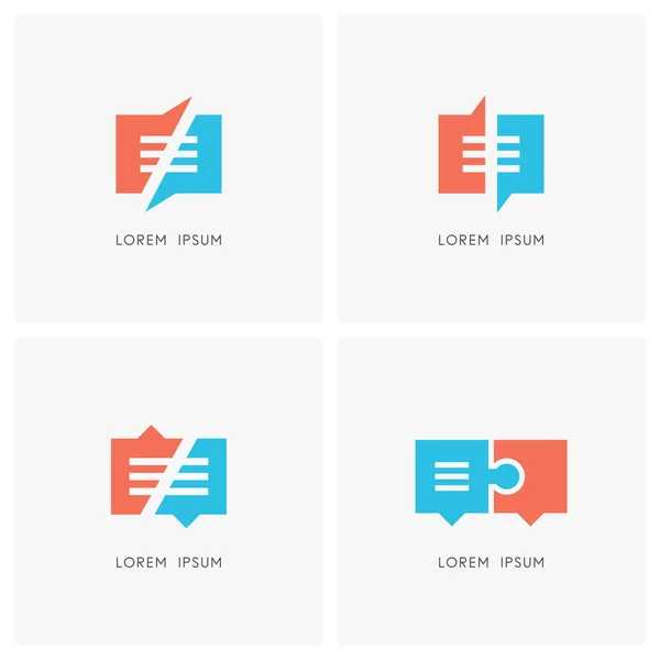 Juego Logotipos Conversación Empresarial Comunicación Chat Rompecabezas Símbolo Diálogo Discusión — Archivo Imágenes Vectoriales
