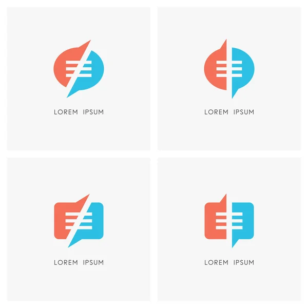 Conjunto Logotipo Chat Redondeado Símbolos Conversación Comunicación Empresarial Diálogo Discusión — Archivo Imágenes Vectoriales