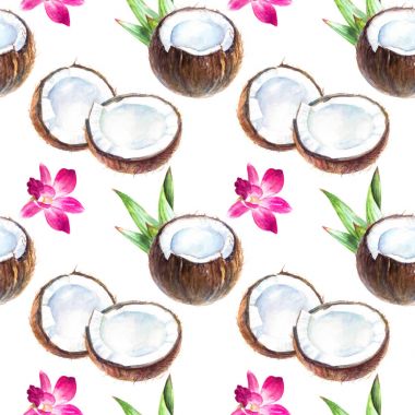 Hindistan cevizi ve orkide desen 