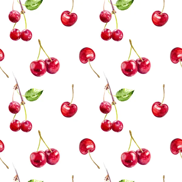 Třešně a višně akvarel ilustrace — Stock fotografie