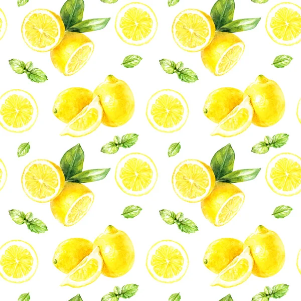 Patrón sin costura de limón y menta —  Fotos de Stock