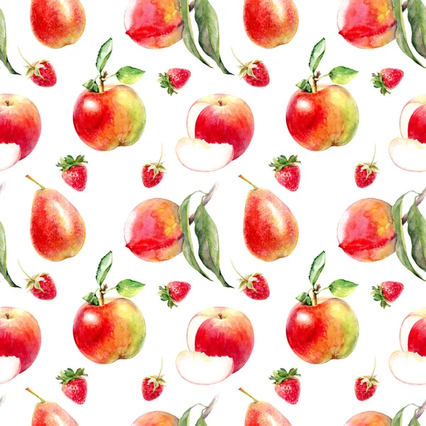 Appel, aardbei, perzik, peer — Stockfoto