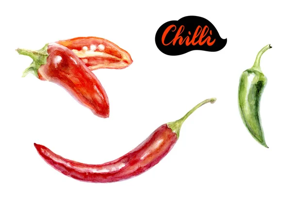 Chili pieprz ilustracja akwarela — Zdjęcie stockowe