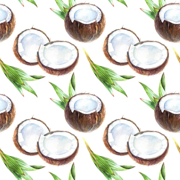 Kokosowy akwarela wzór — Zdjęcie stockowe